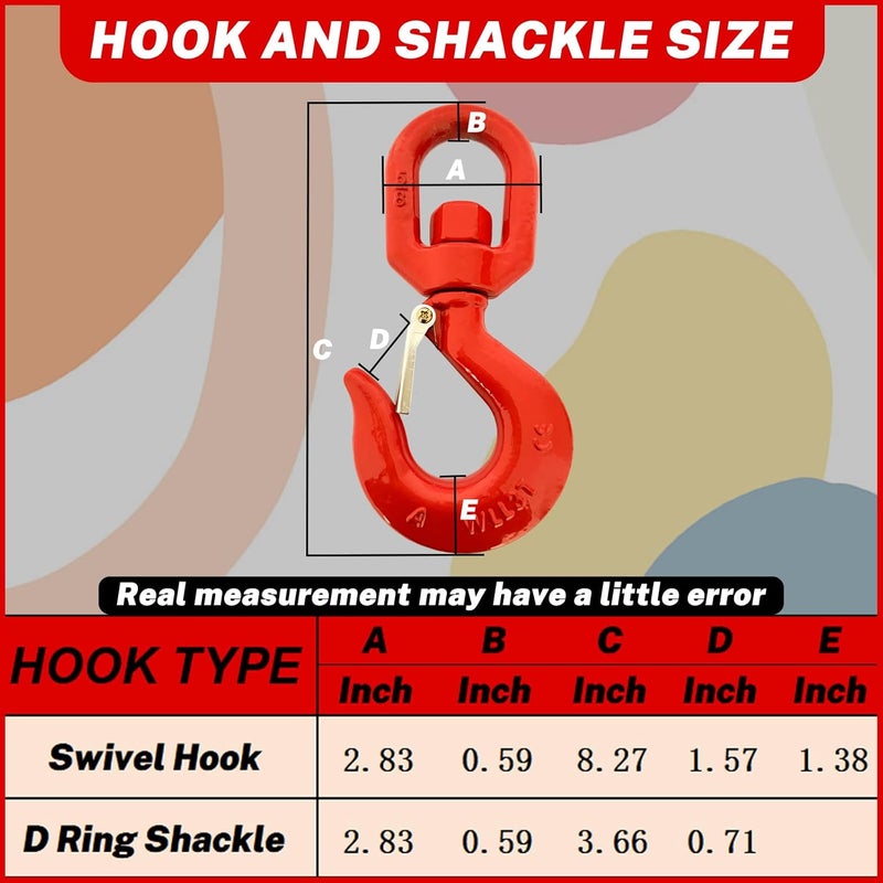 HENBOW 3 Ton Swivel Lifting Hooks,G80 Trailer Chain Hooks with Safety Latch,6600Lbs Safety Load Limit,Heavy Duty Alloy Steel Round Rotating Sling Towing Log Hook for Lifting and Towing - Image 5
